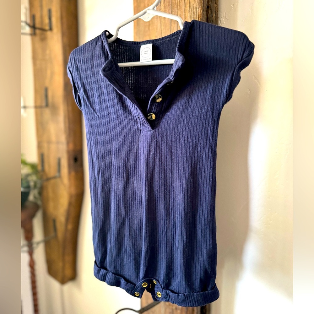 Navy Blue Ribbed Lou Lou & Company Romper | 12-24 Months